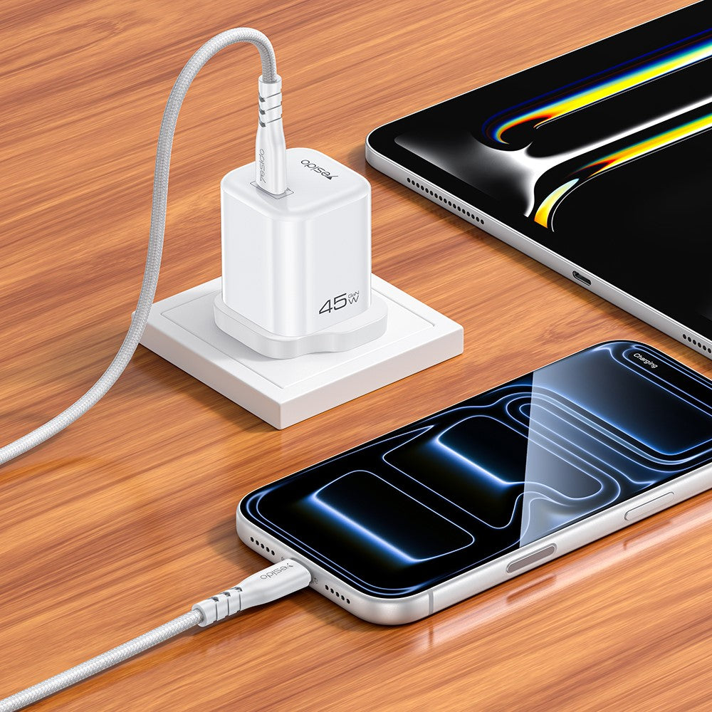 YESIDO YC160 45W GaN Charger USB-C PD Fast Charging Adapter with Type-C Cable , UK Plug
