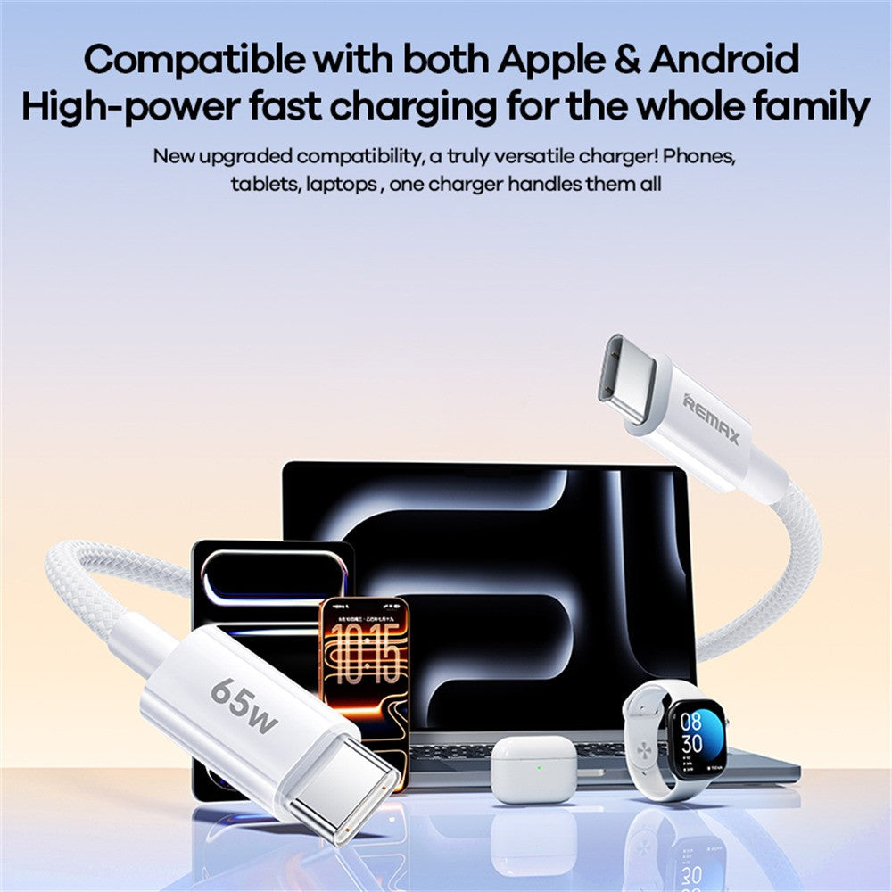 REMAX CA10 60W Type-C GaN lynopladeradapter + Type-C kabelsæt til iPhone MacBook iPad, EU-stik