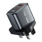 REMAX U2-AC35W GaN Digital Display Fast Charging Adapter 35W Type-C USB-A Charger, UK Plug