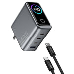 WIWU CHG200 140W GaN Wall Charger USB-A + Type-C 4-Port Fast Charging with TFT Display for Laptop Phone Tablet