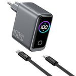 WIWU CHG300 100W GaN Wall Charger 3-Port Fast Charging Smart Display for Laptop Phone Tablet, EU Plug