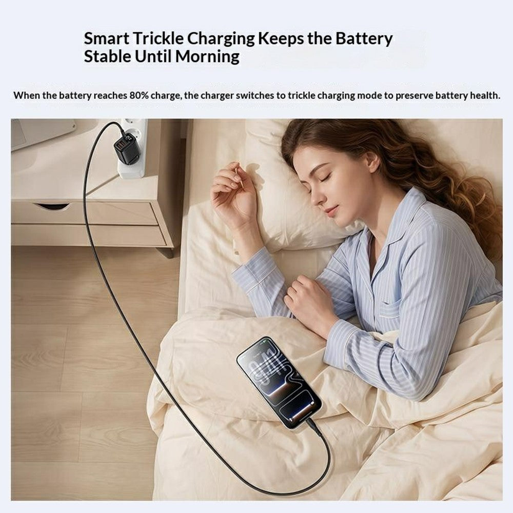 YESIDO YC120C 25W Hurtigoplader med USB-C til USB-C Kabel Digitalt Display 3-Port Strømadapter, EU Stik