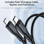 YESIDO YC120C 25W Hurtigoplader med USB-C til USB-C Kabel Digitalt Display 3-Port Strømadapter, EU Stik