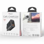 YESIDO YC121 30W Fast Charger USB-A + USB-C Dual Port GaN Power Adapter with Digital Display, EU Plug