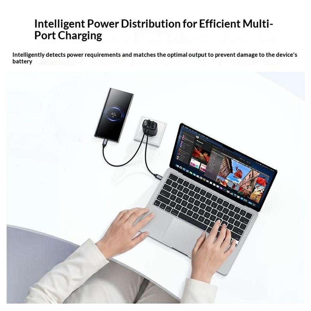 YESIDO YC122 PD 60W Fast Charger USB-A + USB-C Dual Port Digital Display Power Adapter, EU Plug