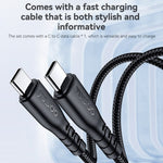 YESIDO YC163C 25W Fast Charger with USB-C to USB-C Cable Digital Display 3-Port Power Adapter, UK Plug