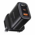 YESIDO YC165 PD 60W Fast Charger USB-A + USB-C Dual Port Digital Display Power Adapter, UK Plug