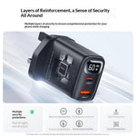 YESIDO YC165 PD 60W Fast Charger USB-A + USB-C Dual Port Digital Display Power Adapter, UK Plug