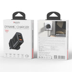 YESIDO YC165 PD 60W Fast Charger USB-A + USB-C Dual Port Digital Display Power Adapter, UK Plug