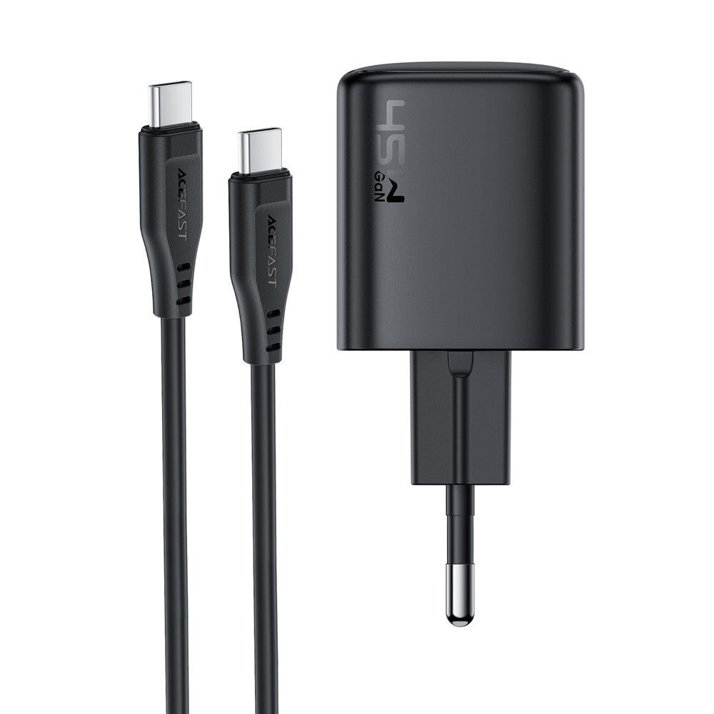 ACEFAST A119 PD 45W Mini GaN USB-C hurtigoplader sæt med 1,2 m USB-C-kabel, EU-stik