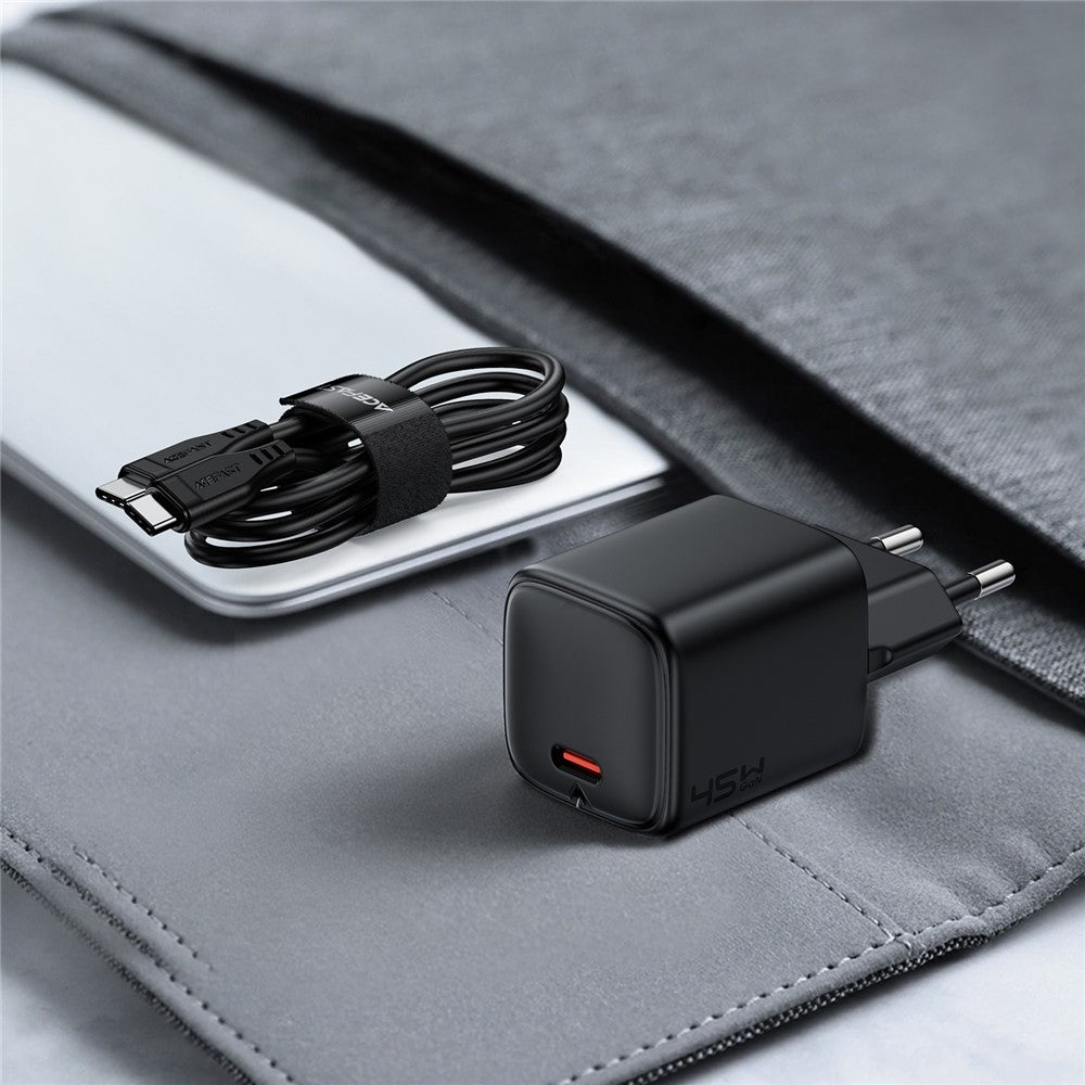 ACEFAST A119 PD 45W Mini GaN USB-C hurtigoplader sæt med 1,2 m USB-C-kabel, EU-stik