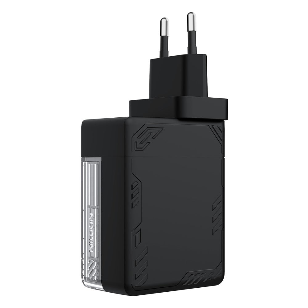 NILLKIN Icecore 65W GaN hurtig vægoplader med udtrækkeligt USB-C-kabel til rejsebrug, EU-stik