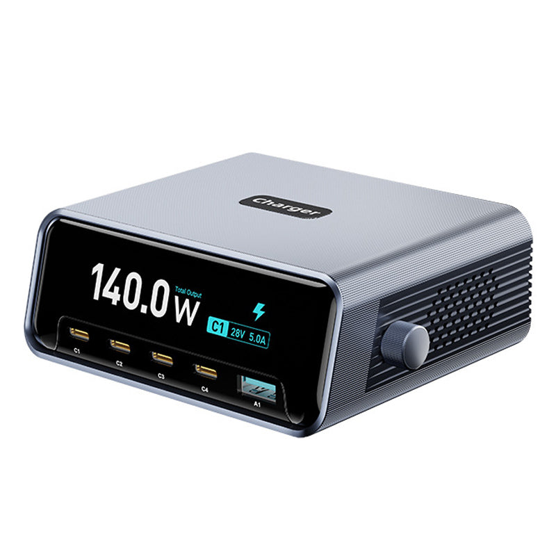WLX-60G 140W GaN Charger 5 in 1 Smart Display Desktop Fast Charging Station