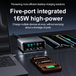 WLX-60G 140W GaN Charger 5 in 1 Smart Display Desktop Fast Charging Station