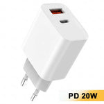 D-POWER 8266 PD 20W Fast Charging Power Adapter USB + Type-C Dual Port Wall Charger, EU Plug