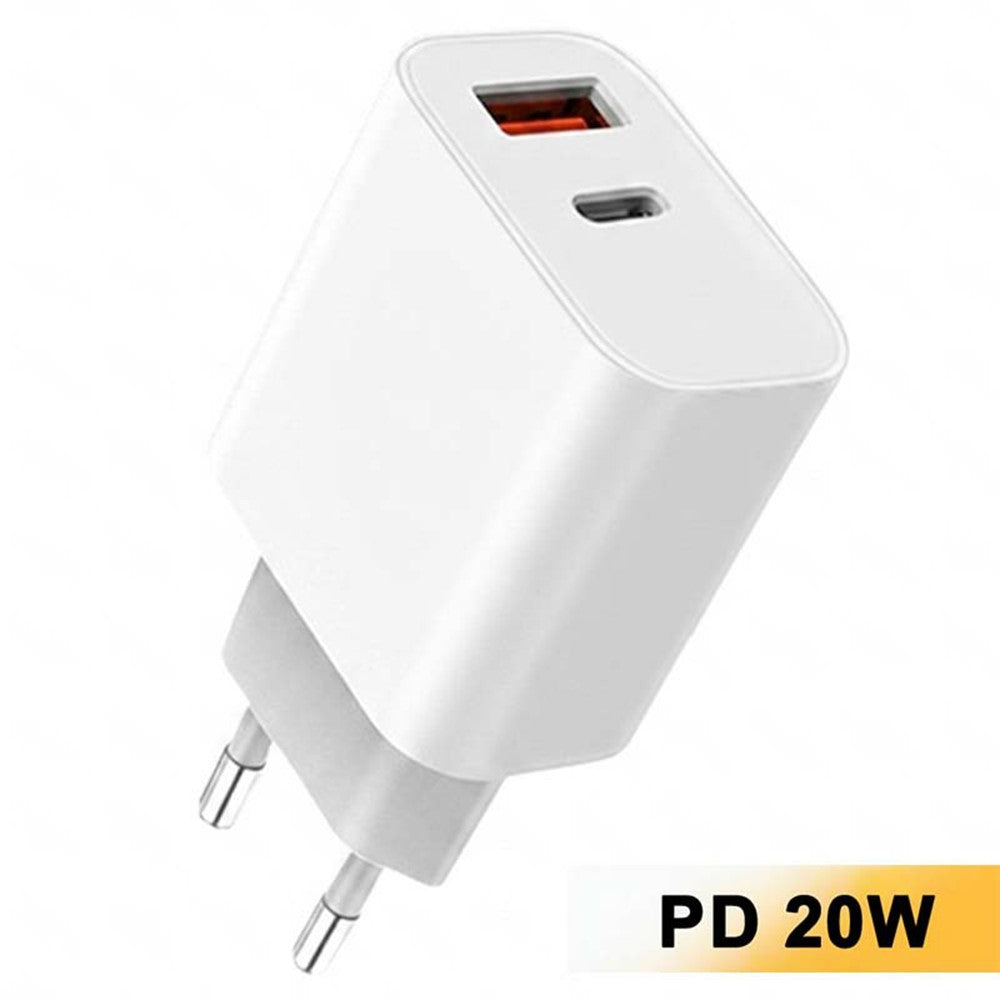 D-POWER 8266 PD 20W Fast Charging Power Adapter USB + Type-C Dual Port Wall Charger, EU Plug