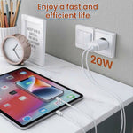 D-POWER 8266 PD 20W Fast Charging Power Adapter USB + Type-C Dual Port Wall Charger, EU Plug