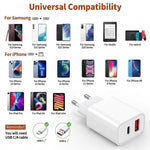 D-POWER 8266 PD 20W Fast Charging Power Adapter USB + Type-C Dual Port Wall Charger, EU Plug