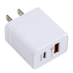 LZ-728 QC 3.0 USB+PD 20W Type-C Travel Wall Charger Fast Charging Phone Adapter for Xiaomi iPhone