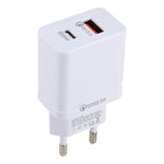 LZ-728 QC 3.0 USB+PD 20W Type-C Travel Wall Charger Fast Charging Phone Adapter for Xiaomi iPhone