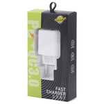 LZ-215A+C 20W QC3.0 USB + PD3.0 Type-C Dual Ports Fast Charging Travel Charger Power Adapter