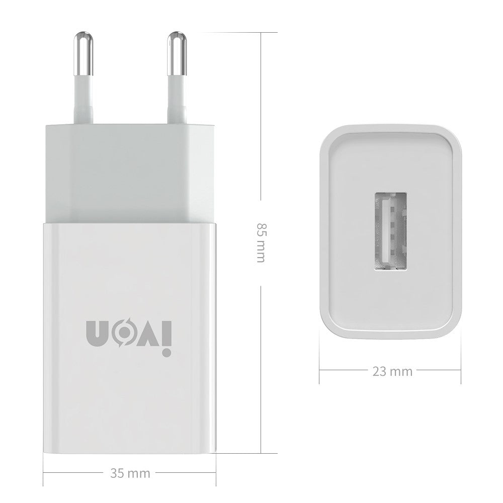 IVON AD-33 2.1A Mobile Phone USB Charger Travel Power Adapter Plug + 1m Micro USB Data Cable