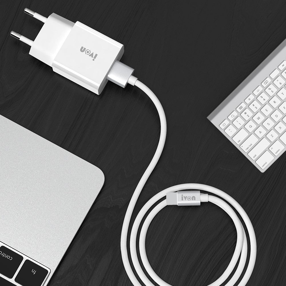 IVON AD-35 3A High Current Fast Charger Travel Power Adapter QC3.0 USB Wall Charger + 1m Micro USB Data Cable