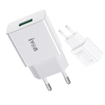 IVON AD-35 3A High Current Fast Charger Travel Power Adapter QC3.0 USB Wall Charger + 1m Micro USB Data Cable