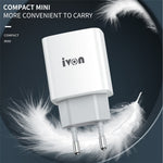 IVON AD52 Portable 18W PD Charger Type-C + USB Dual Ports Power Adapter