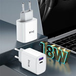 IVON AD52 Portable 18W PD Charger Type-C + USB Dual Ports Power Adapter
