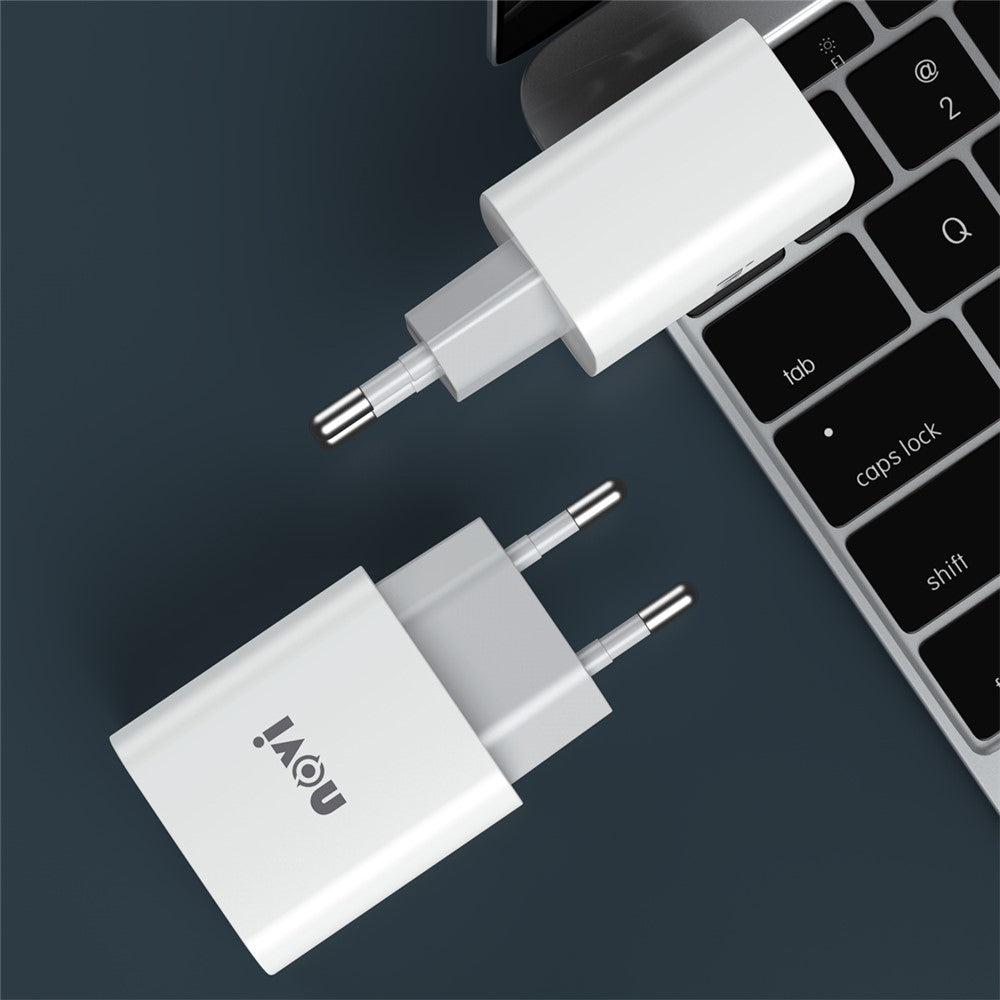 IVON AD52 Portable 18W PD Charger Type-C + USB Dual Ports Power Adapter