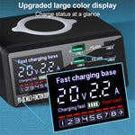 X9D 110W USB+PD Smart Multi-Port Oplader + Trådløs Oplader til iPhone iPad AC100-240V Anti-Skrid Opladningsstation