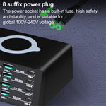 X9D 110W USB+PD Smart Multi-Port Oplader + Trådløs Oplader til iPhone iPad AC100-240V Anti-Skrid Opladningsstation