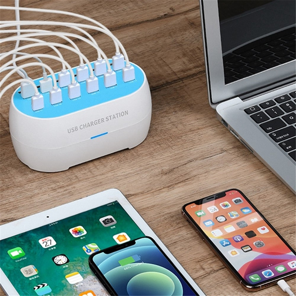 830-12 120W AC100-240V 12 Ports USB Smart Charger Phone Tablet Fan Lamp Charging Dock Splitter Station