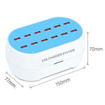 830-12 120W AC100-240V 12 Ports USB Smart Charger Phone Tablet Fan Lamp Charging Dock Splitter Station