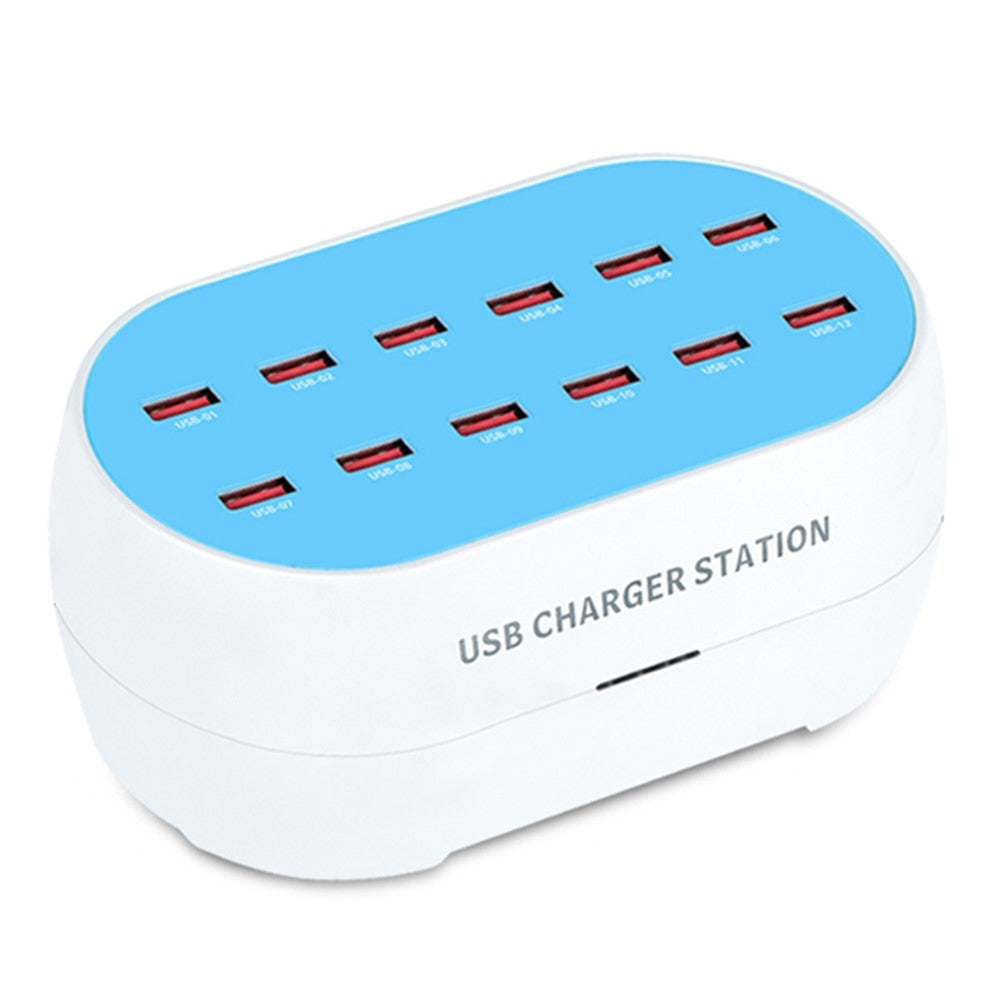 830-12 120W AC100-240V 12 Ports USB Smart Charger Phone Tablet Fan Lamp Charging Dock Splitter Station