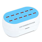 830-12 120W AC100-240V 12 Ports USB Smart Charger Phone Tablet Fan Lamp Charging Dock Splitter Station