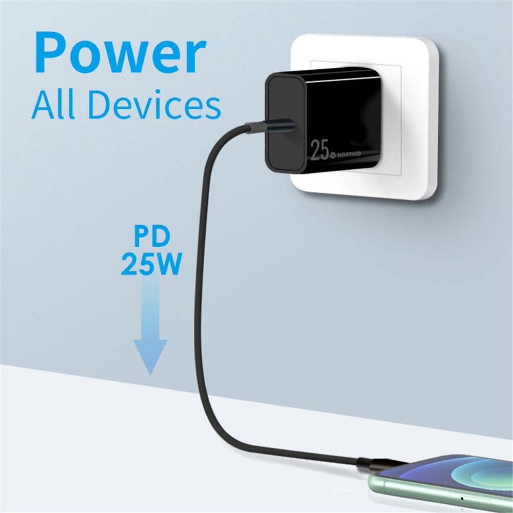 NORTHJO NOPD250601AU PD 25W Type-C Port Fast Charging Adapter Home Travel Wall Charger