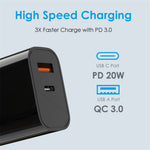 NORTHJO NOPD200602AU USB A + Type-C PD 20W  QC3.0 Fast Charger Dual Ports Power Adapter