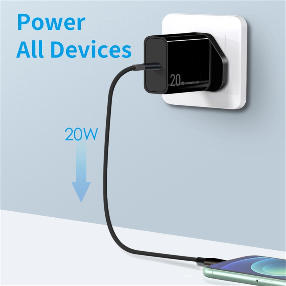 NORTHJO NOPD200601UK Portable Power Adapter PD 20W Fast Type C Charger USB C Charger Block