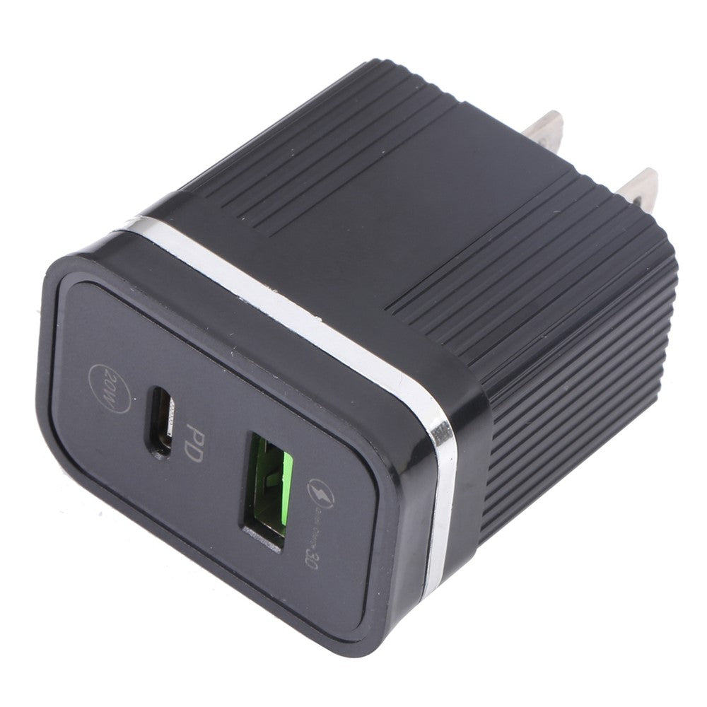 46-A2C2 20W PD + QC3.0 USB Fast Charger Type-C / USB-A Dual Port Power Adapter