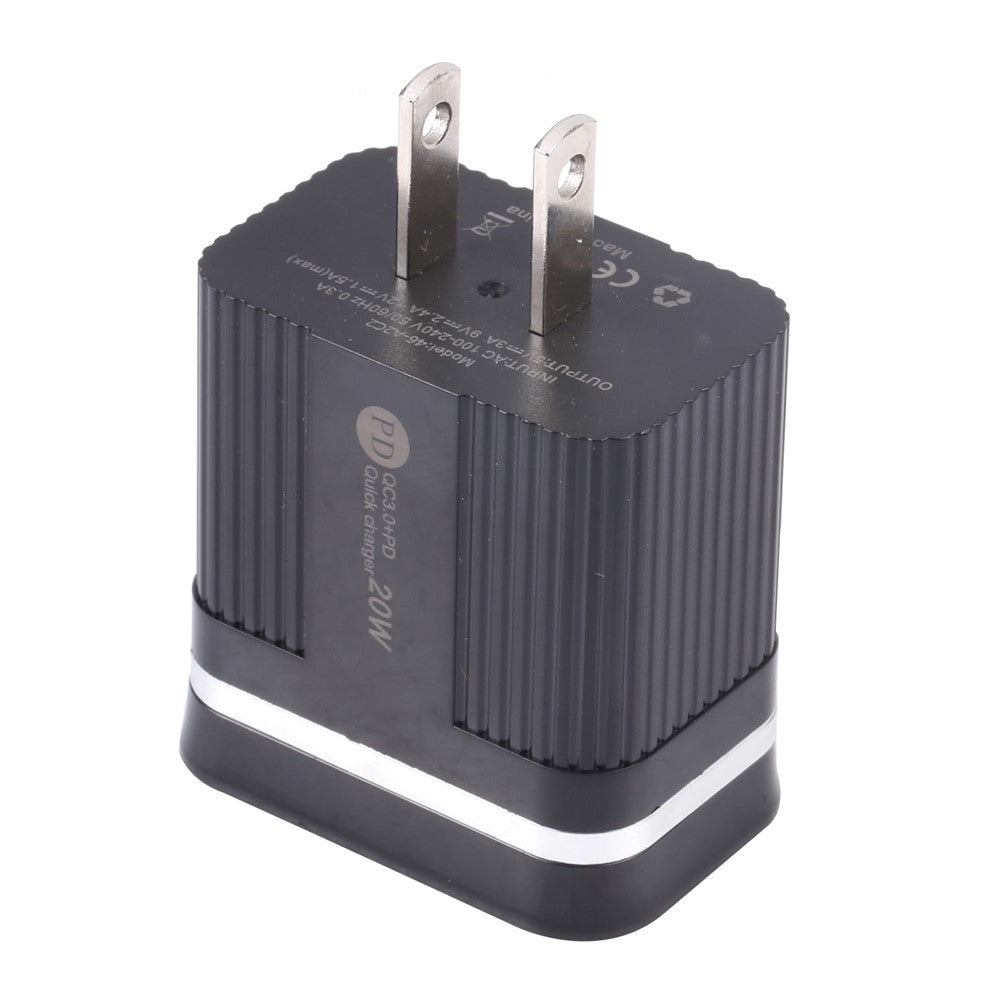46-A2C2 20W PD + QC3.0 USB Fast Charger Type-C / USB-A Dual Port Power Adapter