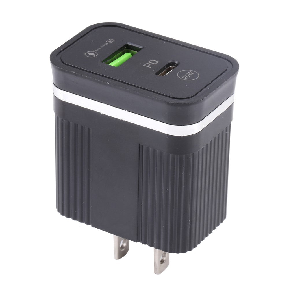 46-A2C2 20W PD + QC3.0 USB Fast Charger Type-C / USB-A Dual Port Power Adapter