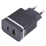 46-A2C2 20W PD + QC3.0 USB Fast Charger Type-C / USB-A Dual Port Power Adapter