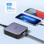 UGREEN 200W 4 USB-C + 2 USB-A GaN Hurtigoplader Sæt Multi-Port Desktop-oplader med 1m 100W Kabel + 1.5m Strømkabel