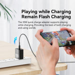 ESSAGER 33W USB-A + Type-C Hurtigopladningsadapter GaN Dual Port Vægoplader