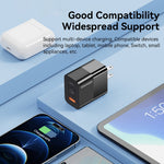 ESSAGER 33W USB-A + Type-C Hurtigopladningsadapter GaN Dual Port Vægoplader