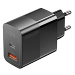 ESSAGER 33W USB-A + Type-C Hurtigopladningsadapter GaN Dual Port Vægoplader