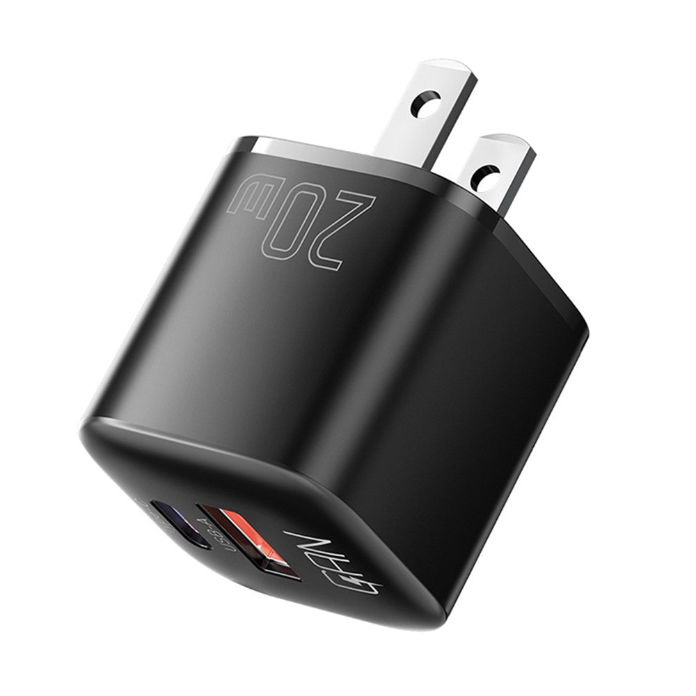 ESSAGER Buet Design 20W USB-A + Type-C GaN Vægoplader Hurtigopladningsadapter til Telefon