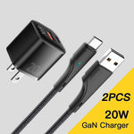 ESSAGER Curved Design 20W USB-A + Type-C GaN Wall Charger Phone Fast Charging Adapter